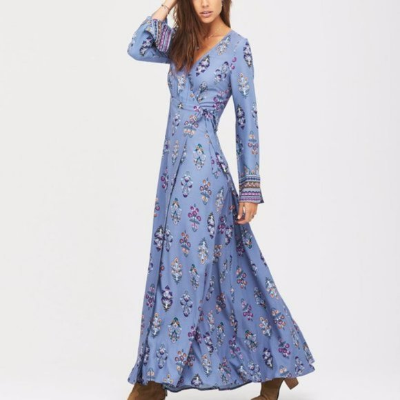 TIGERLILY Hydra Mauve Lilac Long Sleeve Wrap Maxi Dress - Picture 6 of 16